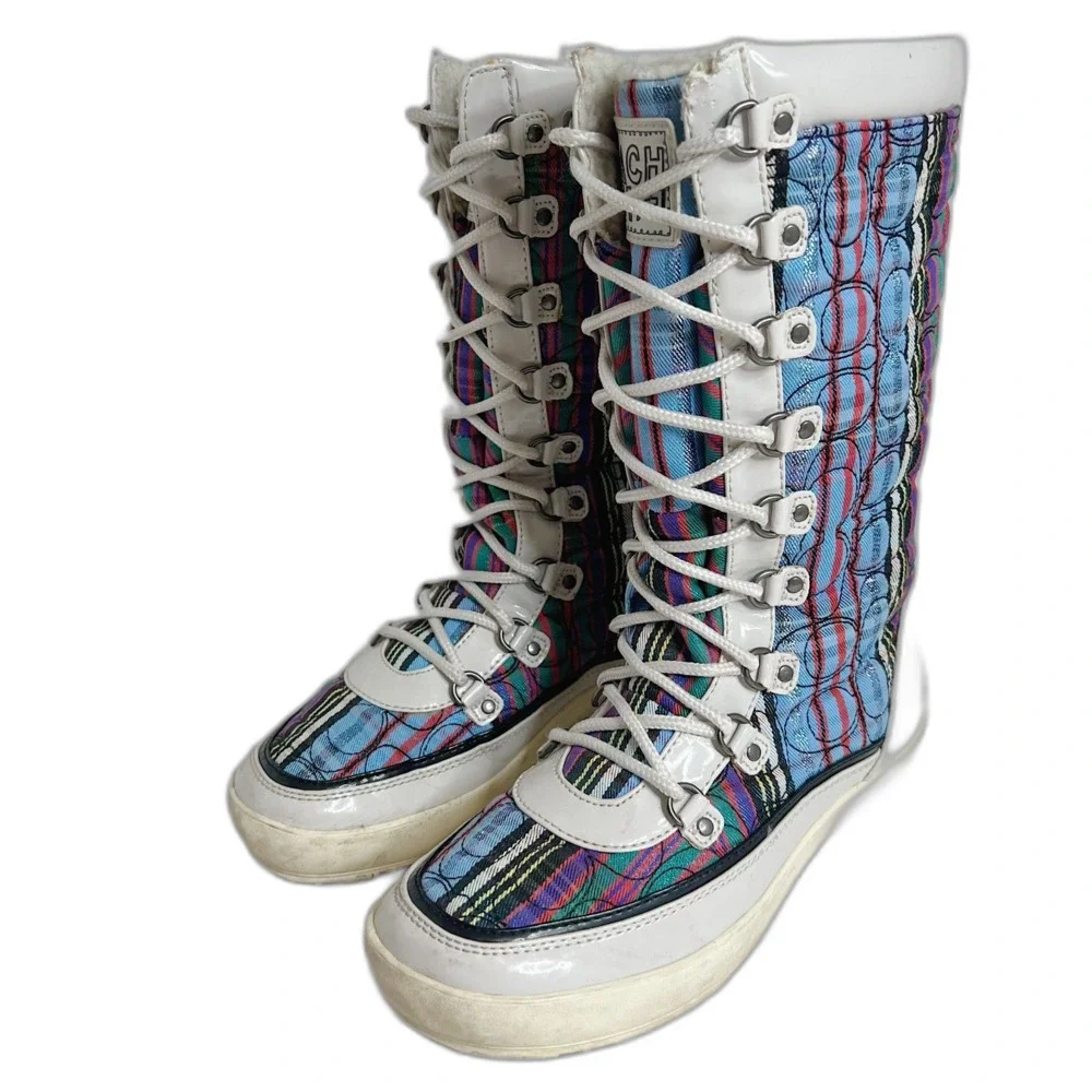 y2k Vintage Coach Peggey Signature Logo Winter Boots Snow Moon Boots Size 8 - Picture 3 of 13
